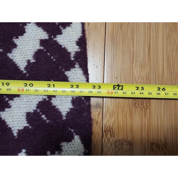 Ann Taylor Sweater Womens Sz XS Purple Ivory Houndstooth Mock Neck Pullover Knit - Picture 6 of 9